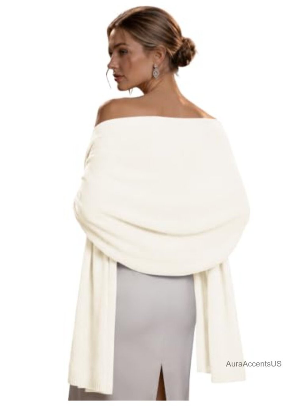 Wool Cashmere Blend Pashmina Wrap for Women, Extra Large Shawl